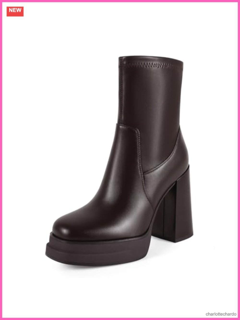 Women's Platform Ankle Booties Round Toe Chunky Block Heel Faux Leather Zip